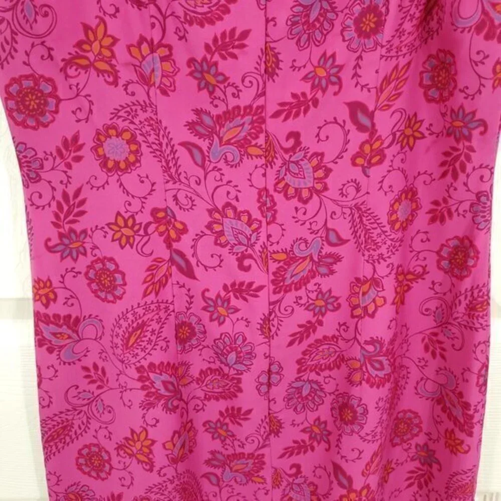 VTG 90s/early 2000s INC Silk Straight Neck Mini Sheath Dress 6 Pink Paisley